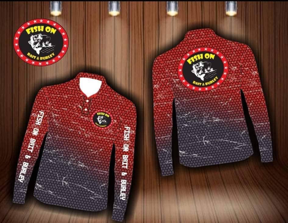 Fish-On Adult Long Sleeve Shirt - Red & Blue