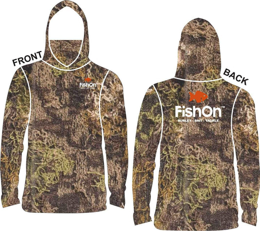 Fish-On Adult Long Sleeve Shirt with Face Mask & Hoodie - Camo