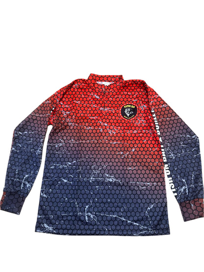 Fish-On Adult Long Sleeve Shirt - Red & Blue