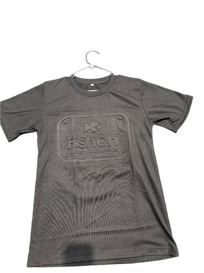 Fish-On Adult Embossed Short Sleeve Shirt - Black