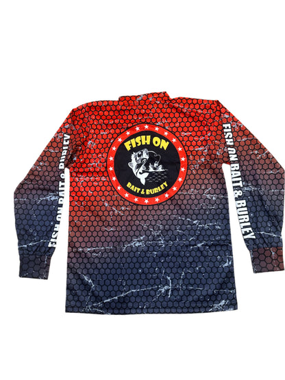 Fish-On Adult Long Sleeve Shirt - Red & Blue