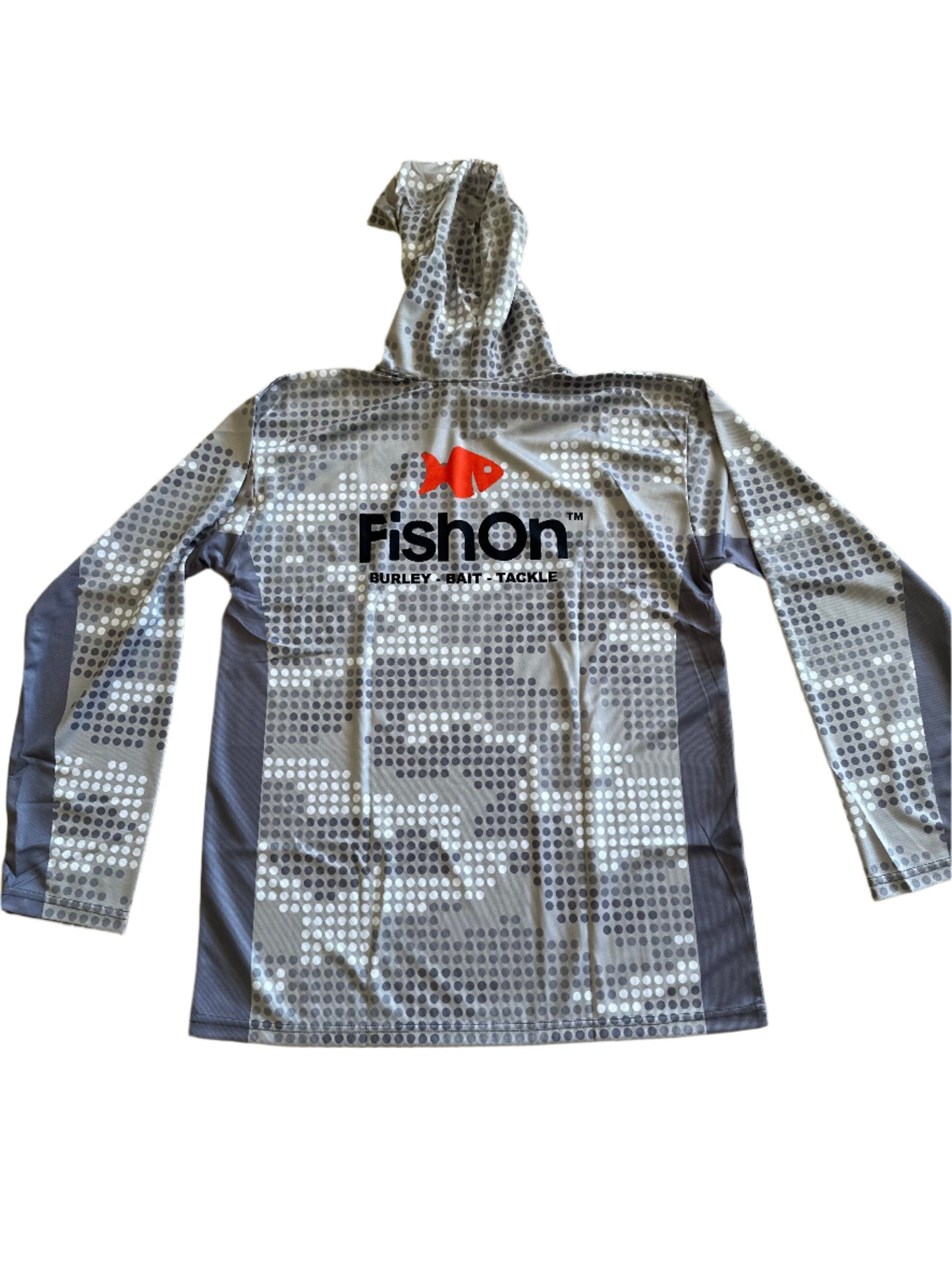 Fish-On Adult Long Sleeve Shirt with Hoodie & Face Mask - Grey