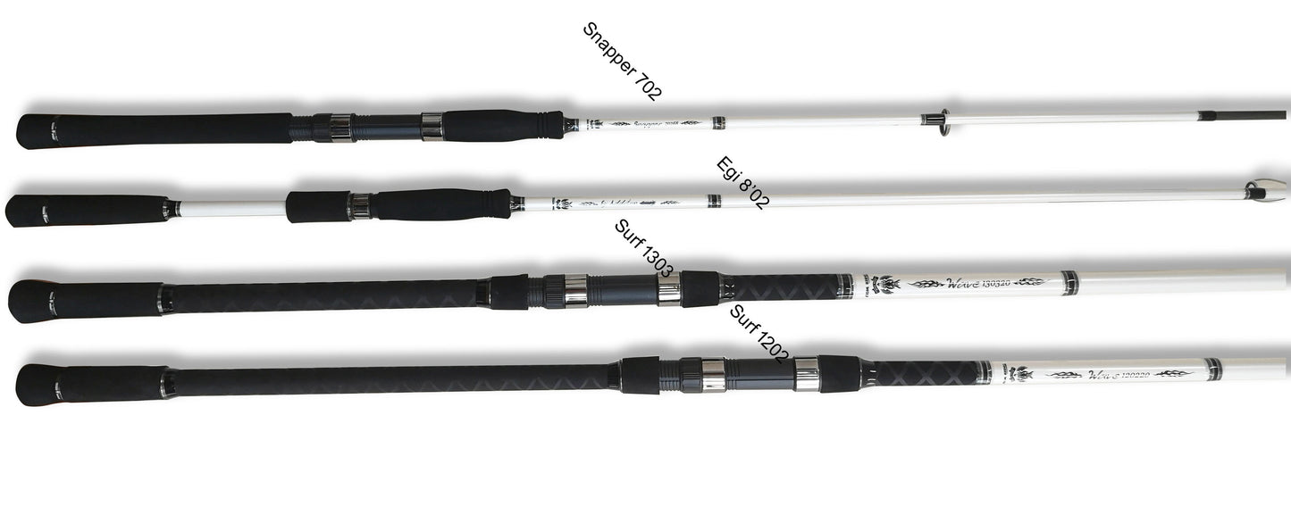 Timber Wolf Nano White Rods - Snapper / EGI / 12' Surf / 13' Surf